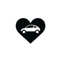 AI generated Automotive industry monochrome glyph logo. Accessibility business value. Car inside heart-shaped figure icon. Design element. Ai art for corporate branding vector