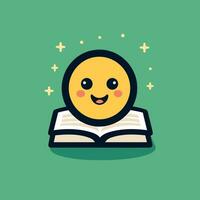 AI generated Book publisher filled colorful outline logo. Happy child. Smiley face and book symbol. Design element. Positive ai art for corporate branding, educational app vector