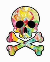 Skull and crossbones watercolor abstract design by hand painting. vector
