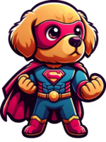 AI generated Golden Retriever Dog Superhero illustration. You will be able to create your own t-shirts, poster, cards, stickers, mugs, pillows, scrapbooks, postcards, vinyl decals, artwork, and more. png