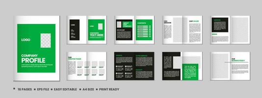 Company profile, multipage flyer brochure, 16 pages portfolio magazine, annual report, catalog and a4 multipage template design vector