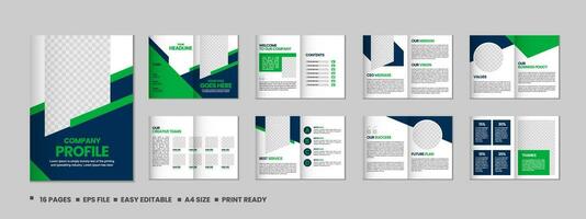 Company profile, multipage flyer brochure, 16 pages portfolio magazine, annual report, catalog and a4 multipage template design vector