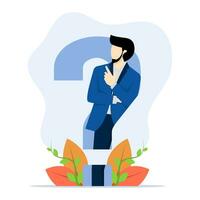 general question concept. Question mark. the man who asked the question. Ask Questions and get Answers. Online Support Center. Frequently Asked Questions. Flat Vector Illustration on white background.