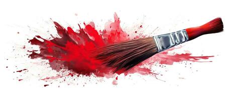AI generated Acrylic stain paint brush stroke red photo