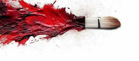 AI generated Acrylic stain paint brush stroke red photo