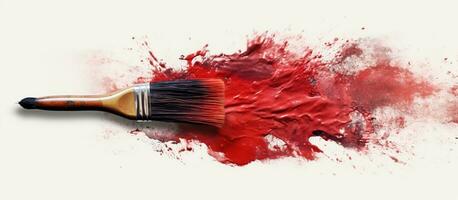 AI generated Acrylic stain paint brush stroke red photo