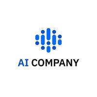 AI Artificial Intelligence Dots Data Brain Vector Abstract Illustration Logo Icon Design Template Element