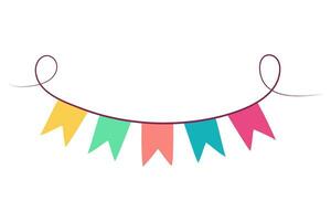 Festive flags garland. Colorful party decoration. Vector illustration isolated on white background.