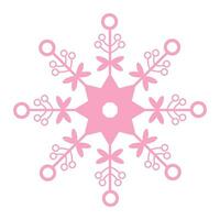 Pink snowflake. Christmas design. Vector illustration isolated on white background