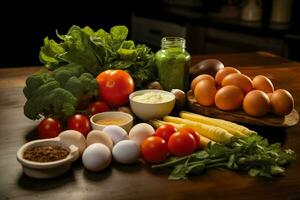 AI generated Fresh Ingredients Ready for Healthy Cooking photo