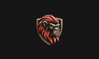 head monkey angry with shield vector logo design