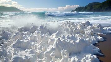 AI generated Foam of the ocean on the beach Generative AI photo