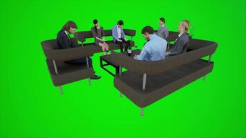3D animation of the party of the Europeans at the Green Screen Hotel video