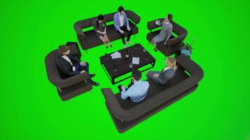 3D animation of tourists' party in the hotel on green screen video