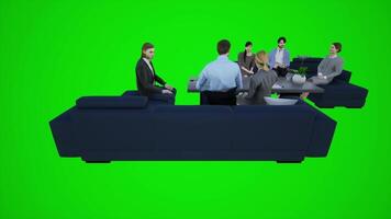 3D animation of the meeting of Europeans in the office on green screen video