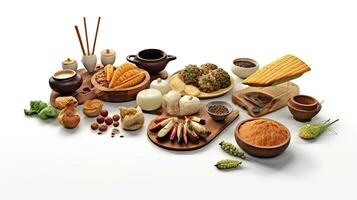 AI generated Photo Food fruit and vegetable 3d white background Generative AI
