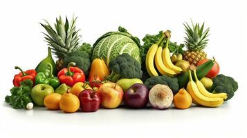 AI generated Photo Food fruit and vegetable 3d white background Generative AI