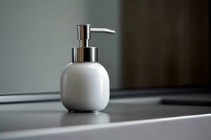 A detailed closeup of a minimalist soap dispenser Generative AI photo