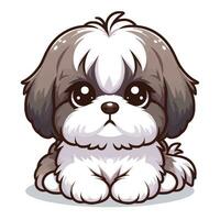 dibujos animados de shih tzu perro aislado en blanco antecedentes vector