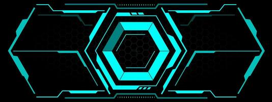 HUD sci-fi hexagon interface screen view blue hexagon geometric design virtual reality futuristic technology creative display on black vector