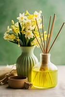 AI generated Fresh Beginnings Trendy Spring Cleaning in Yellow and Green photo