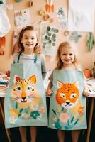 AI generated Adorable Chic Children's Pastel Animal Fashion Delight photo