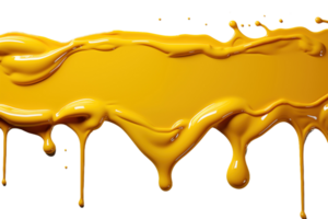 AI generated close up of  a yellow paint leaking on transparent background png