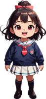 AI generated Cute Girl Cartoon in School Uniform png