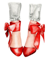 Watercolor fashion legs on high heels illustration. png