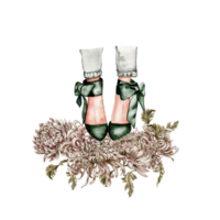 Watercolor fashion legs on high heels illustration. png