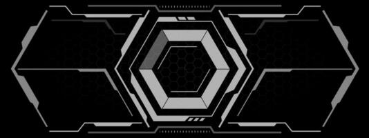 HUD sci-fi hexagon interface screen view grey hexagon geometric design virtual reality futuristic technology creative display on black vector