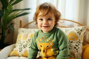 AI generated Nature's Wardrobe Toddler's Cozy Knit with Adorable Creatures photo