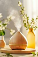 AI generated Aroma Oasis Essential Oil Diffusion for a Spring Cleaning Banner photo