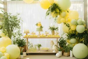 AI generated Nurturing Nature Simple and Serene Baby Shower in Green and Yellow photo