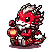 AI generated chinese new year dragon cartoon character with lantern png