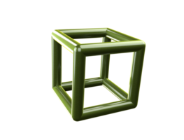 poligonale maglia wireframe astratto verde 3d cubo forma png