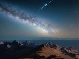 AI generated Orbiting Above Cloud Looking at the Celestial Starry Sky and Planet Far Beyond photo