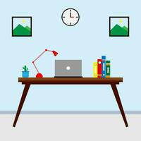 illustration of office desk with computer. Vector design.