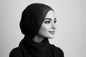 AI generated Portrait of a beautiful Muslim woman wearing hijab on isolated background generative AI photo