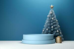 AI generated 3d rendered Podium display for merry Christmas event photo
