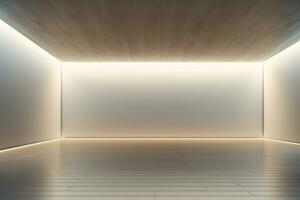 AI generated 3d rendered Modern Hall Interior Background Empty room with a huge window. minimal with copy space photo