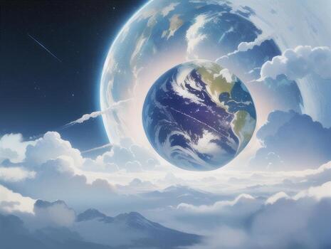 ai generado misterioso hermosa planeta en estrellado cielo ilustración foto