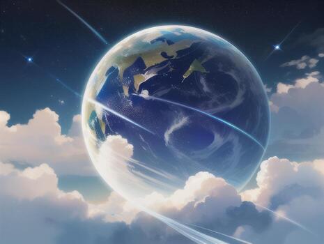 ai generado misterioso hermosa planeta en estrellado cielo ilustración foto