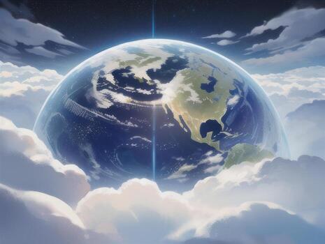 AI generated Mysterious Beautiful Planet On Starry Sky Illustration photo