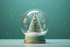 AI generated Christmas tree on glass globe ornament photo