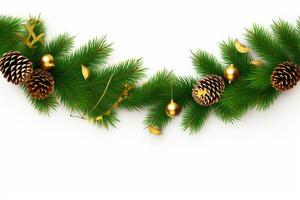 AI generated Christmas tinsel realistic on white background photo