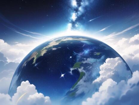 ai generado misterioso hermosa planeta en estrellado cielo ilustración foto