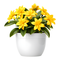 AI generated Yellow Flowers in Pot Isolated on Transparent Background png