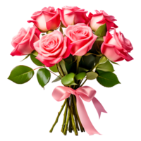 AI generated Bouquet of Pink Roses Isolated on Transparent Background png