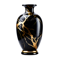 AI generated Glossy Marble Vase Isolated on Transparent Background png